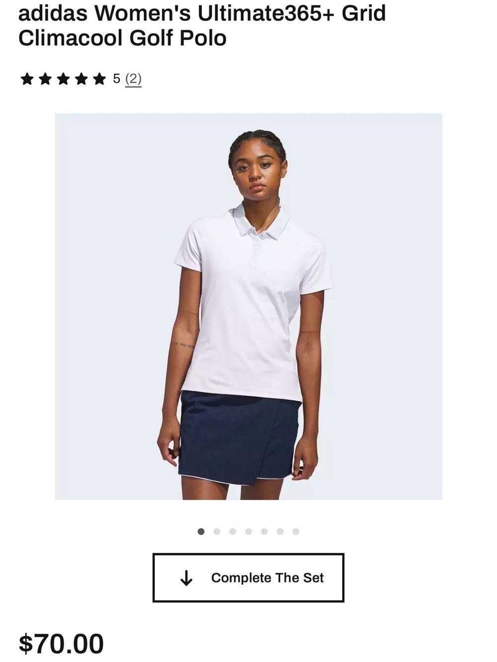 NWT Adidas White Short-Sleeve Golf Polo